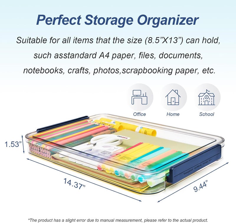 CATOOMUU Clear Portable Slim Project Case 9 X 13 Plastic Storage File Box For Letter A4 Paper Photo Documents Scrapbook, 3 Count - Image 3